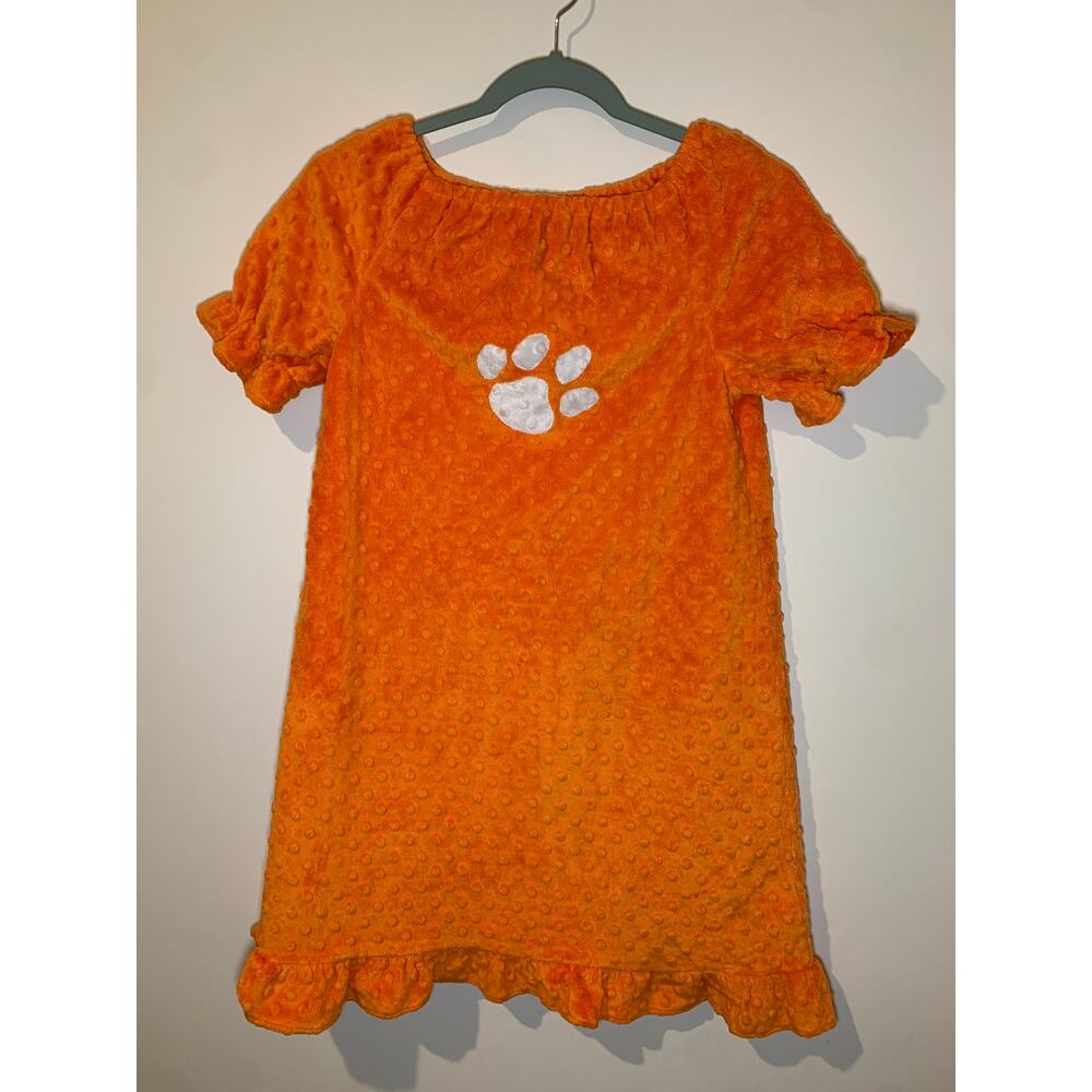 Whimsy Wear Girls Orange Clemson Tigers Dress Fuzzy Velour Size 10 Tiger Paw
